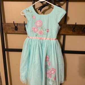 Jona Michelle Light Blue Dress with Pink Embroidery
